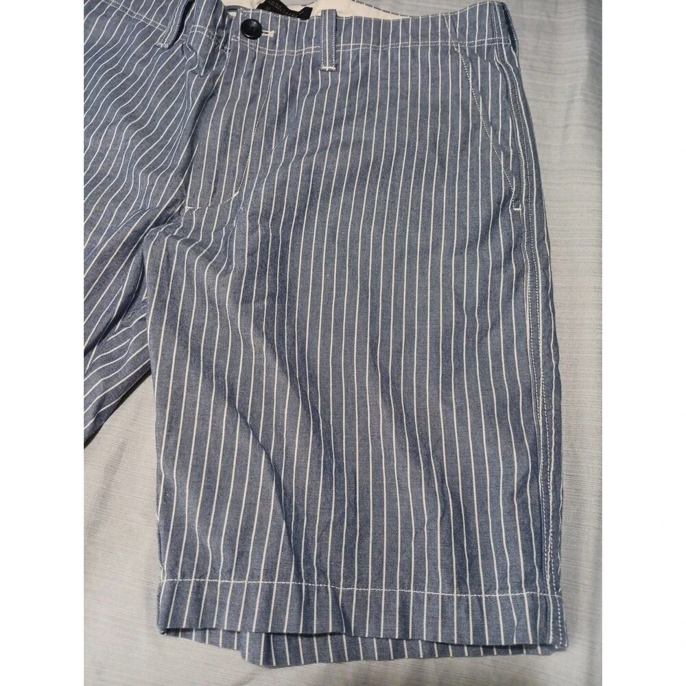 Banana Republic Vintage Straight Pin Striped Comet Blue Shorts Size 34
